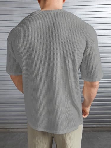 Image of Streetwear Dot Waffle Popcorn Round Neck Cotton Tshirt for Men