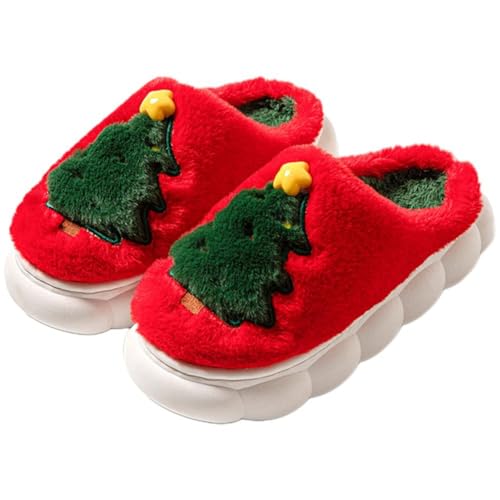 Tsffae Pantofole Natalizie Pantofole Casa Pelose Calde Invernali Babbo Natale Soffici Pantofole per Albero di Natale, Pantofole Natalizie in Peluche per Interni Ed Esterni