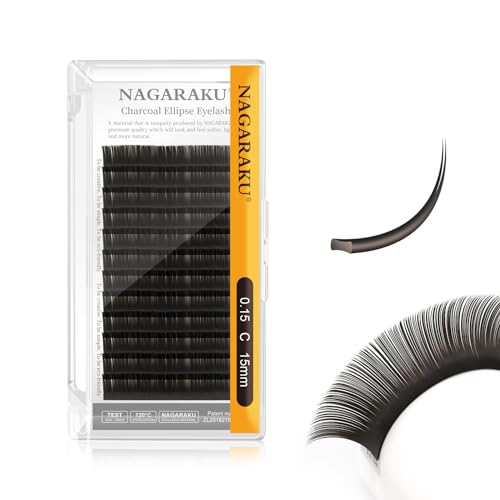 NAGARAKU płaskie elipsy przedłużanie rzęs dostarcza 0.15 C curl 15mm naturalny szary czarny sztuczny norek Super miękkie rzęsy dzielone końcówki pojedyncze rzęsy