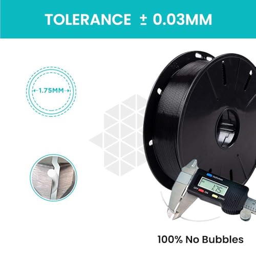 Image of Tesseract Premium PETG 1.75mm 3D Printing Filament | Dimensional Accuracy + /- 0.03mm | Compatible with Most FDM Printers | 1 KG 3D Printer Filament - Black (Quantity 1)