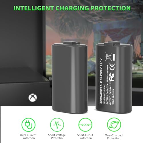 Image of Rechargeable Battery Packs for Xbox Series X /S & X-Box One /S /X /Elite Controller Charger, 4x4440mWh 3.7V Rechargeable Controller Batteries for xb one Fast Charging