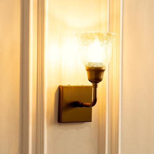 Image of Divine Trends Antique Brass Finish Elbow Wall Light with Cup Crackled Glass Golden Luster for Living Room, Bedroom, Home Decoration, Hotel Wall Lamp Pack of 1