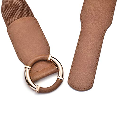 Beltox Women Elastic Belt Dress Stretchy Wide Waist Vintage Thick Cinch PU Leather3