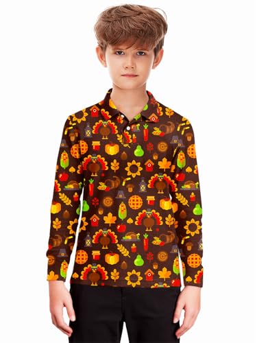 Remimi Kids Halloween Print Polo Shirt Long Sleeve Collared Shirts 5-14 Years2