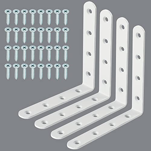 Alise 5X5 Inch Wall Shelf Brackets,Heavy Duty L Bracket Corner Brace Support,Metal Joint Angle Bracket For Hanging,Floating Bracket For Shelves,Jm125W-4P White Finish 4 Pcs #TOP11