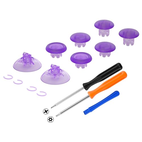 Image of eXtremeRate Edge Sticks Interchangeable Thumbsticks for Xbox Series X /S, Clear Atomic Purple Swappable Analog Stick Joystick for Xbox One S /X, Xbox Elite V1, for Nintendo Switch Pro Controller