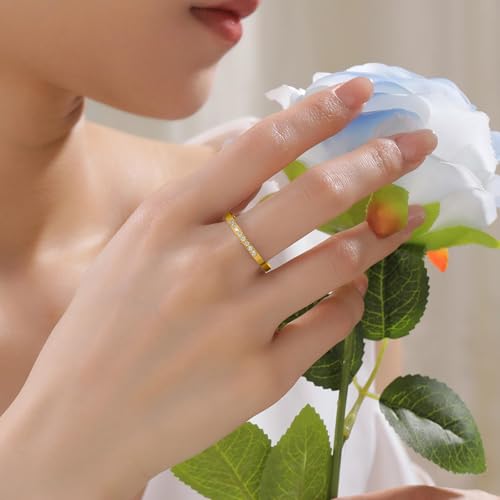 2mm 5mm Tainless Steel Cubic Zirconia Wedding Band Rings For Women,Stackable No Tarnish Fashion Rings Size 4-102