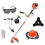 KNakasaki - Desbrozadora a Gasolina Profesional 65CC 2 Tiempos - Multifunción con Disco de Cadena, Trimmer, 3 Puntas, Manillar Doble y Regulador de Potencia