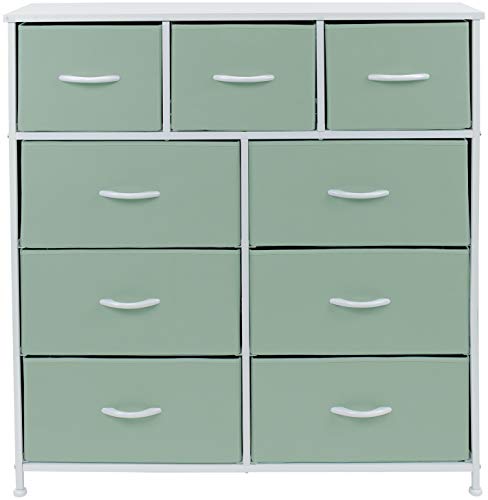 Sorbus Kids Dresser With 9 Drawers - Furniture Storage Chest Tower Unit For Bedroom, Hallway, Closet, Office Organization - Steel Frame, Wood Top, Fabric Bins (Teal, Solid) #TOP5