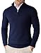COOFANDY Men's Quarter Zip Jumpers 1/4 Jumper Knitted Sweater Ribbed Jumpers for Men Warm Winter Pullover Basic Thermal Dark Blue M