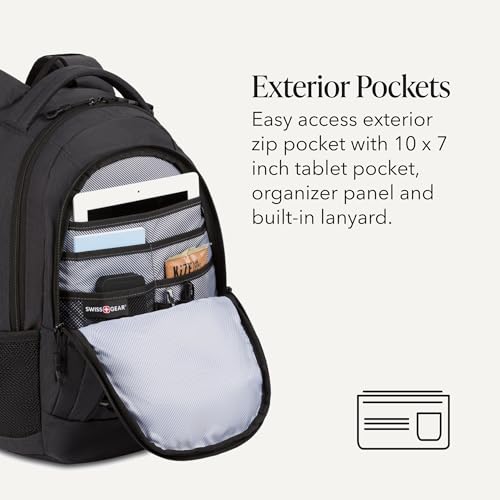 Image of SWISSGEAR Bungee Core Laptop Backpack, Fits Most 13-Inch Laptops, Airflow Back Panel, Reflective Accents, and Bungee Cord System, Black, 26L, 17.25-Inch