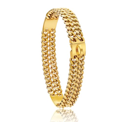XYHAOAI Collare a Catena per Cani di Grossa Taglia, Collare in Metallo per Camminare con Fibbia di Sicurezza, Resistente e a Prova di Masticazione, Oro, 55cm