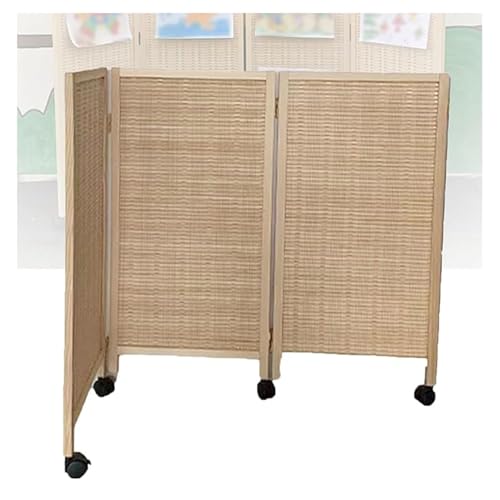 3/4/5/6/7/8 Panel Short Room Dividers,Movable Foldable Privacy Screens,Bamboo Woven Light-Blocking and Breathable Decorative Fences,for Home Kindergarten(120x40cm-3 panels)