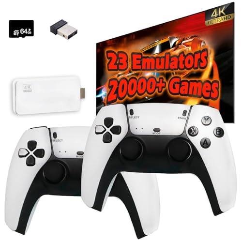 Retro Game Console, Plug and Play Video Game Built in 20000+ Games,23 Classic Emulators, 4K High Definition HDMI Output for TV with Dual Controllers