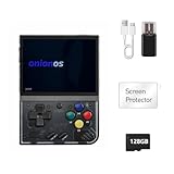 MIYOO Mini Plus 128GB OnionOS Preinstalled 3.5inches IPS 640*480 Screen Retro Portable Handheld MIYOO Mini+ Onion OS System (Black Transparent)