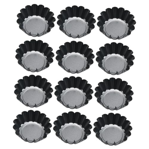 SMASOLO 12 piezas Moldes para Tartaletas Mini de Hierro Resistentes Altas Temperaturas Moldes Antiadherentes para Pasteles Tartas Pudines y Cupcakes Utensilios de Cocina Prácticos