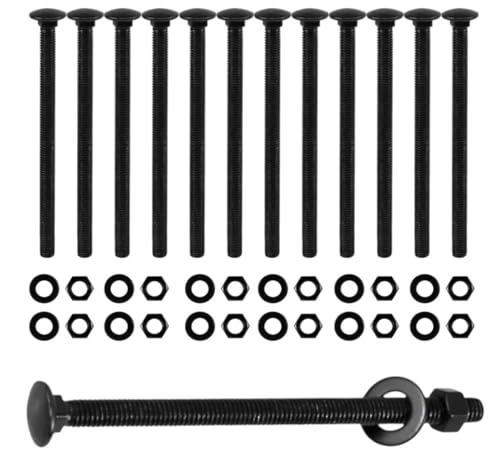 CNQLIS 3/8" x 6" Carriage Bolts Kit, 25PCS Black Carriage Bolts