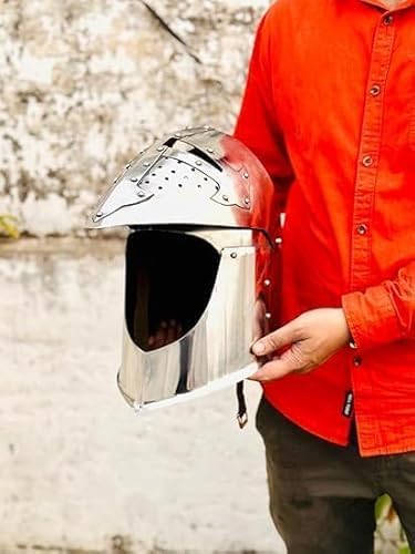 Medieval Templar Crusader Knight Helmet, LARP Costume Armor, Halloween Cosplay Accessory