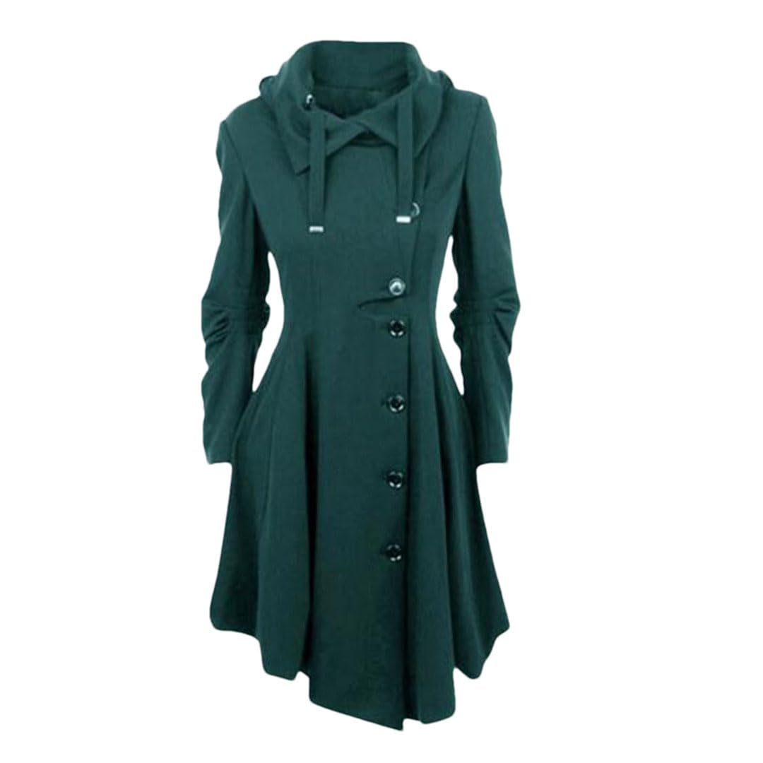 Tdvcpmkk Women's Coat And Trench Coat Long Slim Fit, Asymmetrical Lapel Buttoned Elegant Coat, En8, 3XL