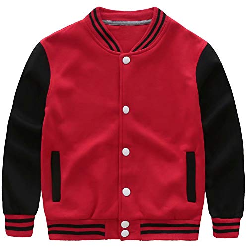 ARTMINE Girls' Boys' Varsity Letterman Jacket Baseball Jacket, Orange Black,9-10 Years Big Kid (9T - 10T) =Tag 150