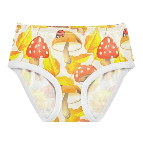 Autumn Yellow Maple Mushroom Little Girl Panties Toddler Underwear Floral Cotton Colorful Briefs Undies Kids 2t