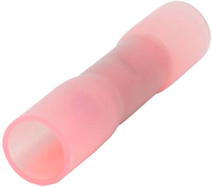 Install Bay 8 Gauge Red Heat Shrinkable Butt Connectors - 25 Per Pack Waterproof Electrical Terminals Insulated AWG Automotive, Marine, Audio, and Industrial Grade Splice