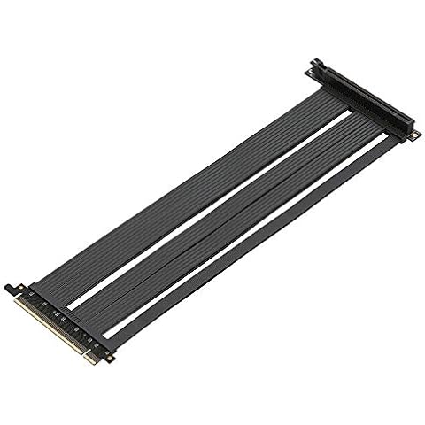 LINKUP {40 cm) PCIE 3.0 16x Shielded Extreme High-Speed Riser Cable Port Extension PCIE Card┃Black┃Right Angle┃3.0 Gen3 Compatible Cover