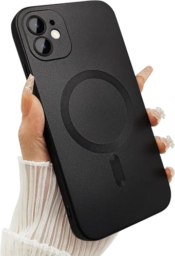 Image of DIZORO Magnetic Case for iPhone 11 Cover [Compatible with MagSafe][Built-in Camera Lens Protector] Slim Soft Silicone Bumper Shockproof Metallic Luster Back Cover Phone Cases (Black)