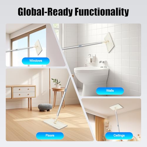 awolsrgiop Wischmopp Set mit Eimer, Bodenwischer Set, 8l Divider Bucket Mopp Set Mit 10 Blatt Austauschbarem Mikrofasertuch, Geeignet für Holzbretter, Fliesen, Marmor Langmopps – Bild 8