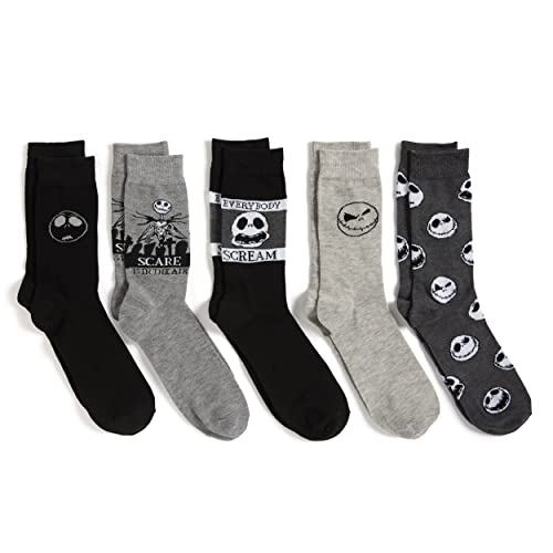 Disney Men's Nightmare Before Christmas 5 Pack Crew Socks
