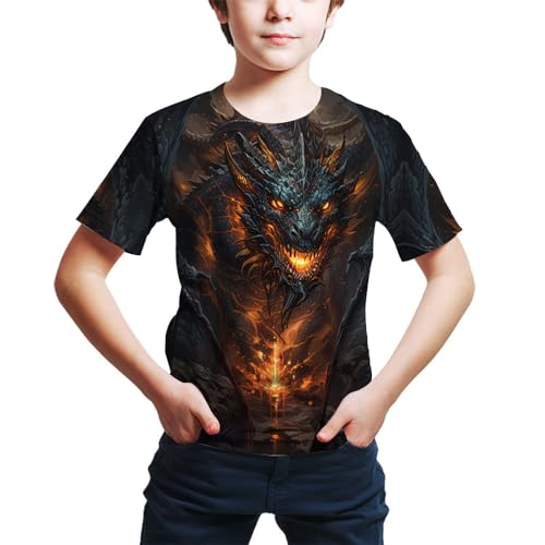 T-shirt dragon 3D garçon fille mode ado vêtements motifs originaux