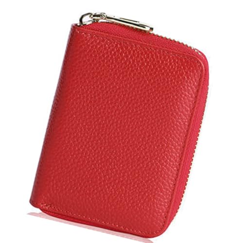 9Slots RFIDS Blocking Credit Card Wallet Pu Leather Card Cases Holder Zippers Buniess Organizers Accordion Wallet Buniess Organizer (Red)4
