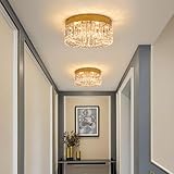 VETRULUS Crystal Chandelier 40cm Gold Flush Mount Ceiling Light Fixture Modern LED Chandeliers for Dining Room Living Room Bedroom Kitchen Foyer - Image 9