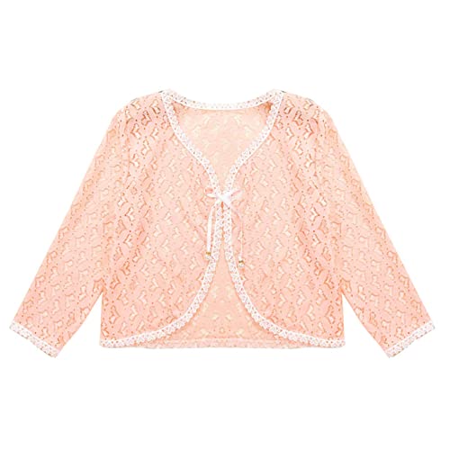Kids Girls Lace Print Hollow Bolero Cardigan Long Sleeve Dress Cover Up Shrug Top Summer Casual Wear3