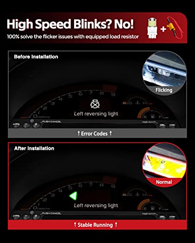 Torchbeam Tail Lights Bulb Kit, 350% Brighter T15 912 Reverse Backup Lights/3157 Red Brake Parking Lights/3157 White Turn Signal Lights With Load Resistor For Cars Suv, Canbus-Free #TOP5