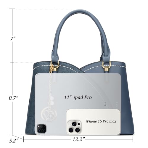 Image of KKXIU Triple Compartments Purses and Handbags for Women Fashion Ladies Satchel Shoulder Top Handle Bag