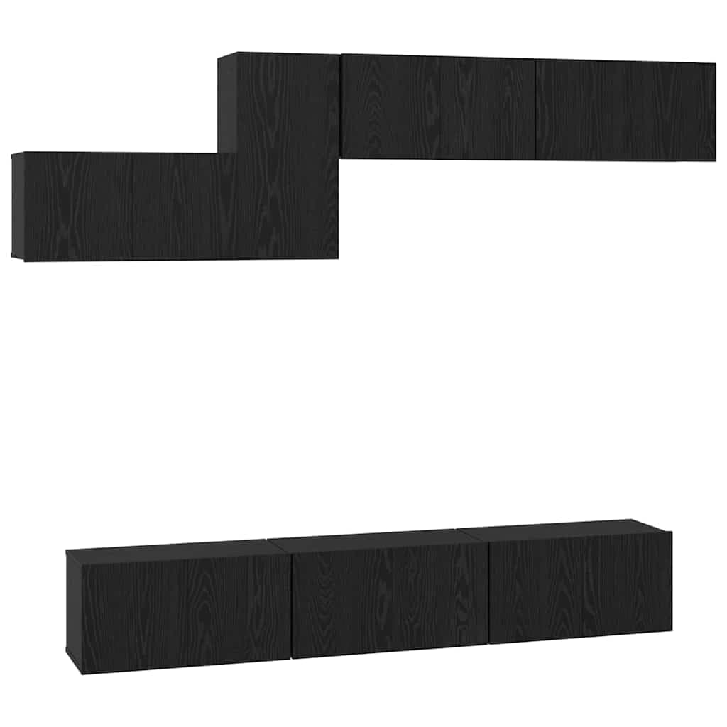 Wandmontiertes TV Lowboard Schwarz Eiche 60x30x30 cm mit Schublade und Tür Modernes TV Board aus Holzwerkstoff Stauraum für Wohnzimmer Flur Schlafzimmer