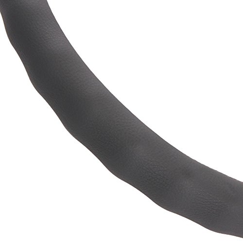 Image of BDK Genuine Leather Car Steering Wheel Cover 15 inch-16 inch (Large /Gray)