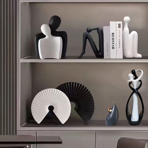 Yahu Lando Couple Statue for Home Decor,Hugging Couple Figurines,Modern Sculpture,Modern Romantic Sculptures for Living Room Bedroom Office Decor(White+Black) by Yahu Lando - Image 5