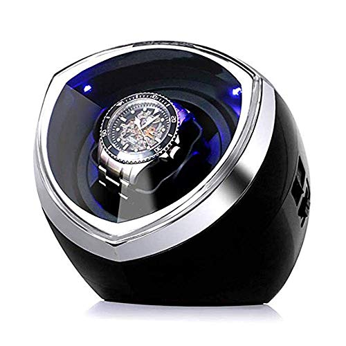 SXSGSM Bobinadora automática de un Solo Reloj con Motor de susurro japonés, 4 Modos de rotación, bobinadora de Reloj para Relojes mecánicos para Mujeres y Hombres, Negro The New