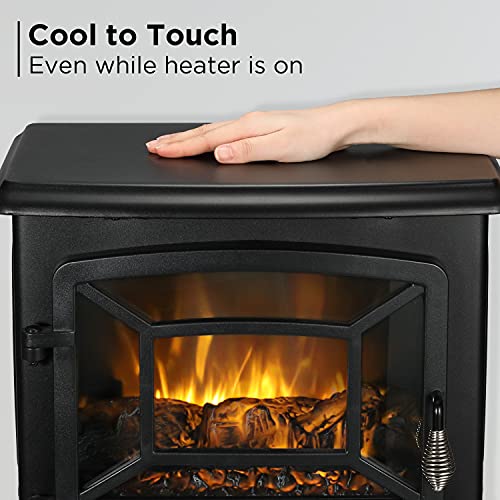 Turbro Suburbs 20 Inches Infrared Electric Fireplace Stove, 1400W Freestanding Fireplace Heater With Overheating Safety Protection, Portable Indoor Space Heater, Black #TOP4