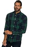 JP 1880 Herren große Größen Übergrößen Menswear L-8XL Hemd, Langarm, Buttondown-Kragen, Leinenmix, Karo, Modern Fit dunkelblau XXL 802813750-XXL