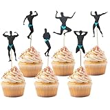 Cunxi 24 PCS Glitter Fitness Muscle Male Cupcake Topper Back Blue Male Dancers Strippers Beefcake Cupcake Toppers for Bachelorette Theme Hen Party Decoration Supplies