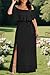 Women Plus Size Dresses for Wedding Guest Black Summer Off The Shoulder Maxi Ruffle Side Split Fit Flare Dress Pockets