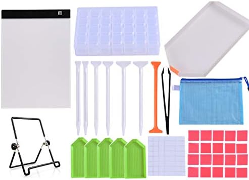 A5 5.8 x 8.2 inch Ultra-Thin Portable LED Light Box Tracer USB Power Cable Dimmable Brightness Artcraft Tracing Light Pad Light Box w 5D Diamond Painting Tool Set