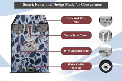 Image of The Furnishing Tree PVC Washing Machine Cover Compatible for Whirlpool 8 KG Fully-Automatic Top Loading SW Royal Plus H 8 KG, Washing Machine Waterproof and dustproof, Ditzy Pattern Grey
