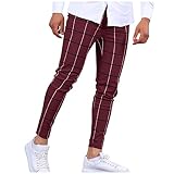 Ymosrh Mens Suits Slim Fit, Pants Business Casual for Men Slacks Fit Dress Pants Fashion Skinny Stretch Casual Pants Golf Clothes Stretch Waist Pantalon Regular Vestir para Hombres Gris (L, Red)