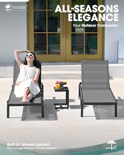 image for Ciokea Patio Chaise Lounge Chair Set of 2, Outdoor Lounge Chairs with 