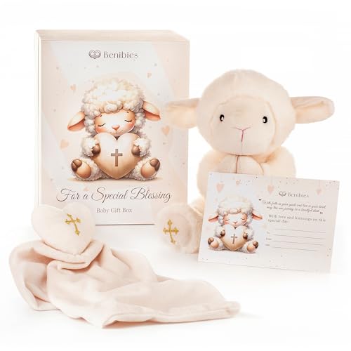 Premium Non-Musical Praying Lamb Stuffed Animal Christening Gift for Girls