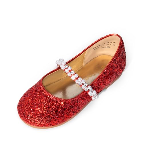 DREAM PAIRS Girls Mary Jane Dress Shoes Ballerina Flats for Wedding, Party (Toddler/Little Kid/Big Kid) 6 Toddler Red-t